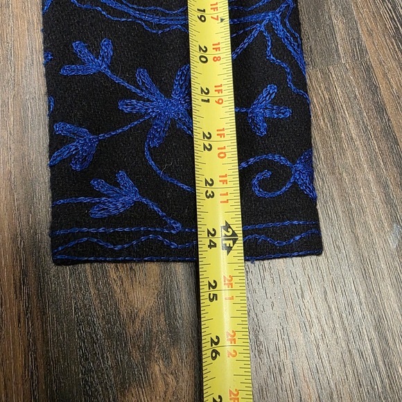 Metrostyle black Wool Blend Embroidered Coat Long Sleeve Button Front size Large - Picture 4 of 11